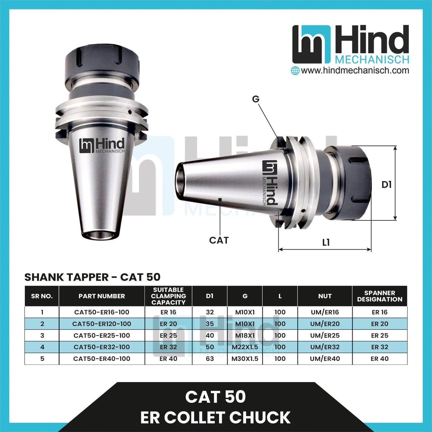 CAT50 ER Collet Chuck Tool Holder