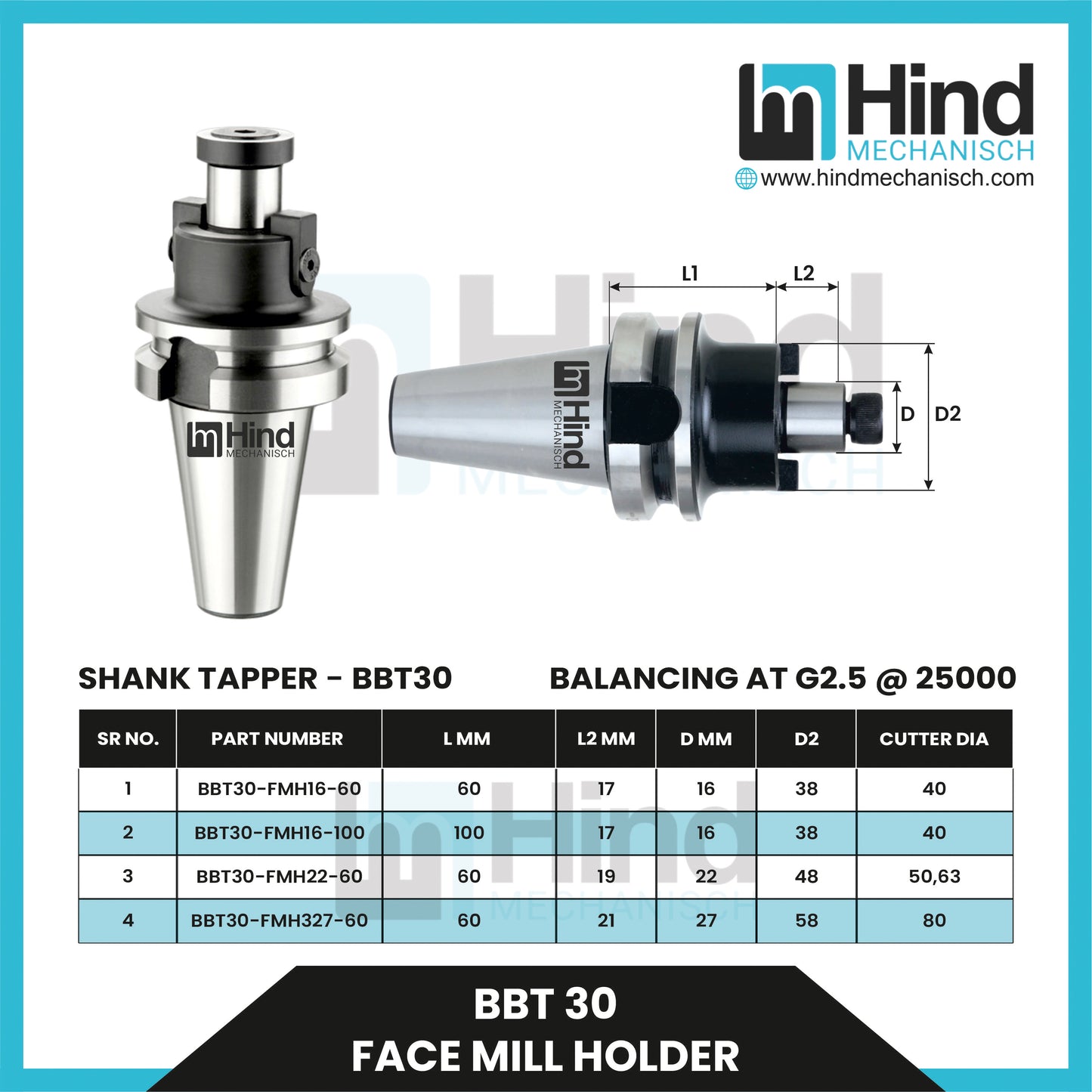 BBT30 Face Mill Tool Holder