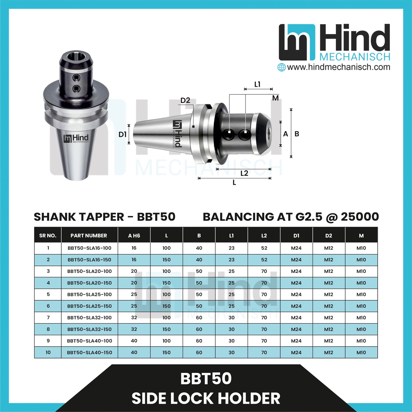 BBT50 Side Lock Tool Holder