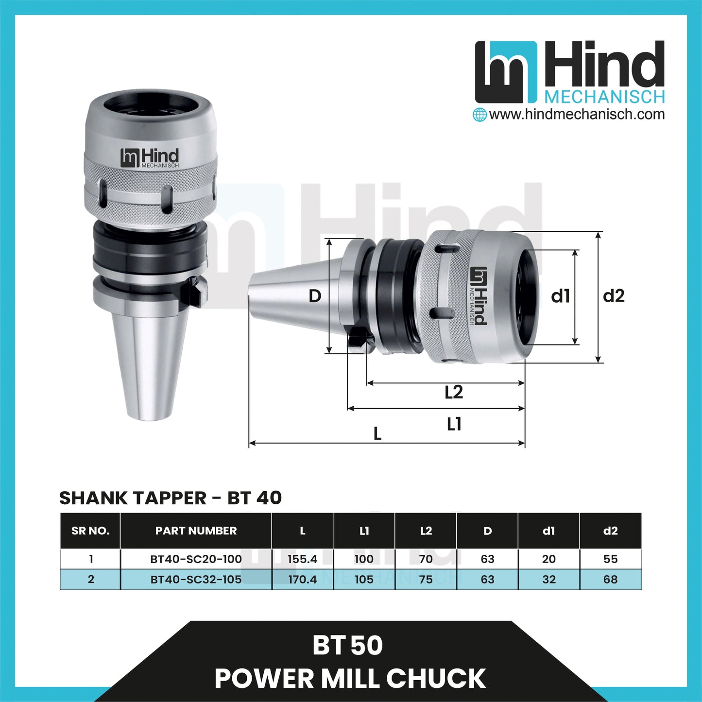 BT50 Power Mill Chuck Tool Holder