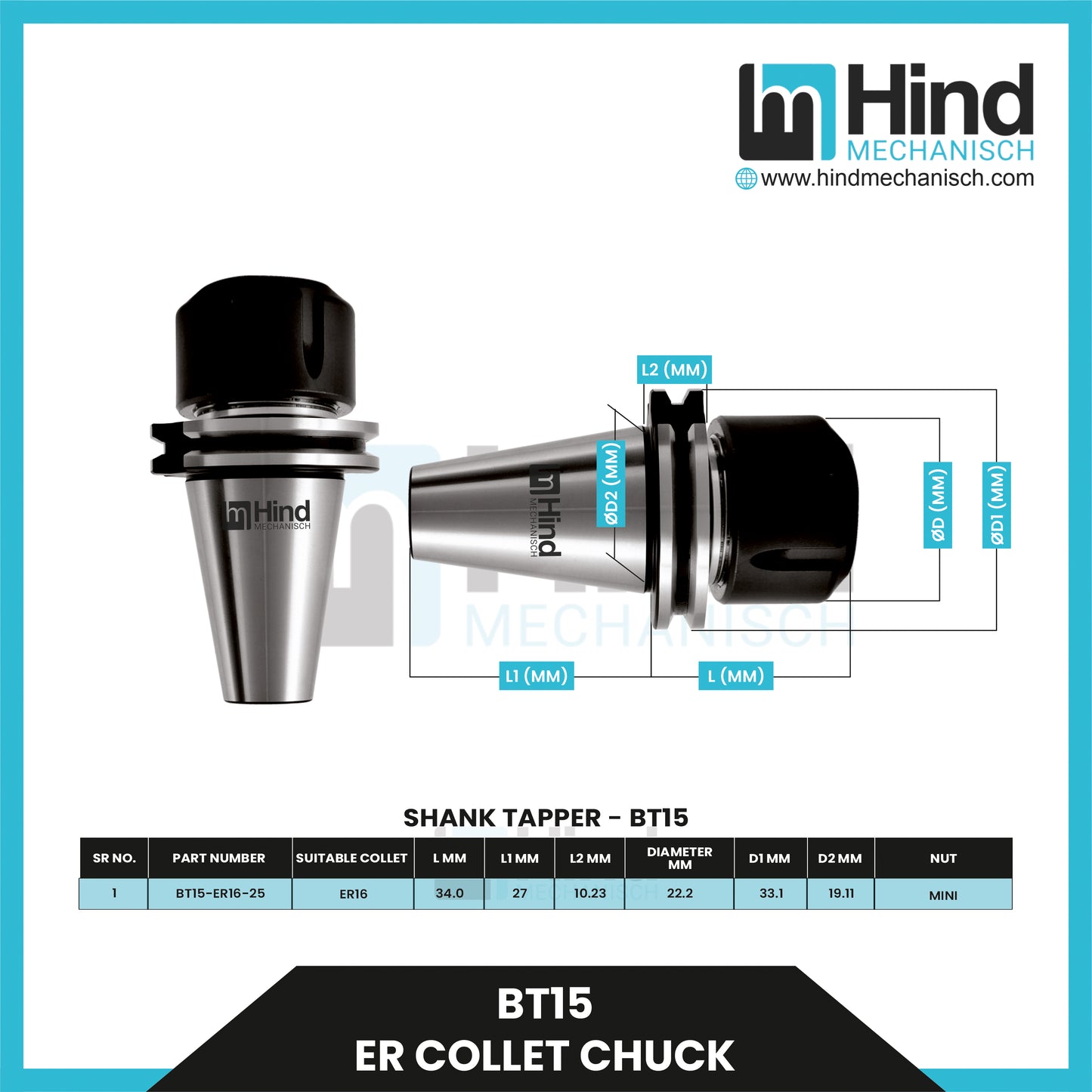 BT15 ER Collet Chuck Tool Holder