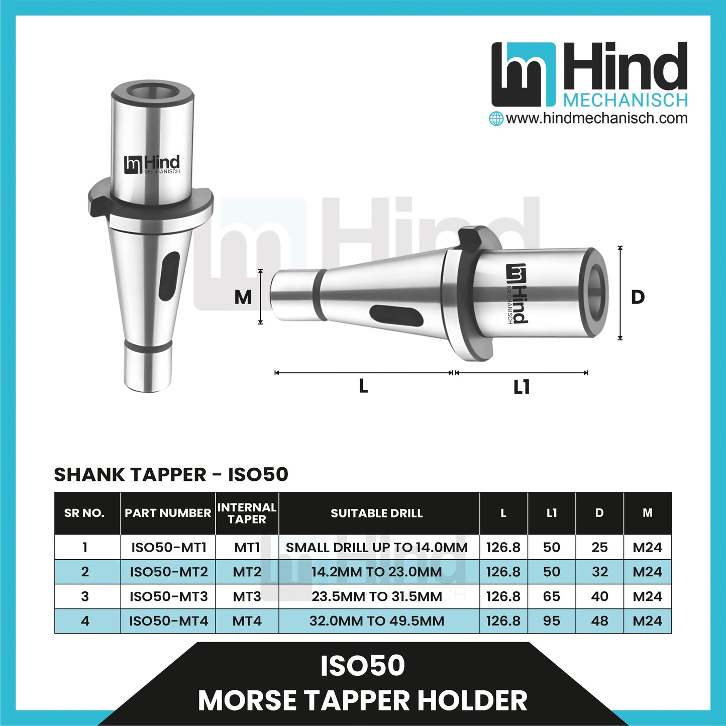 ISO50 Morse Taper Tool Holder