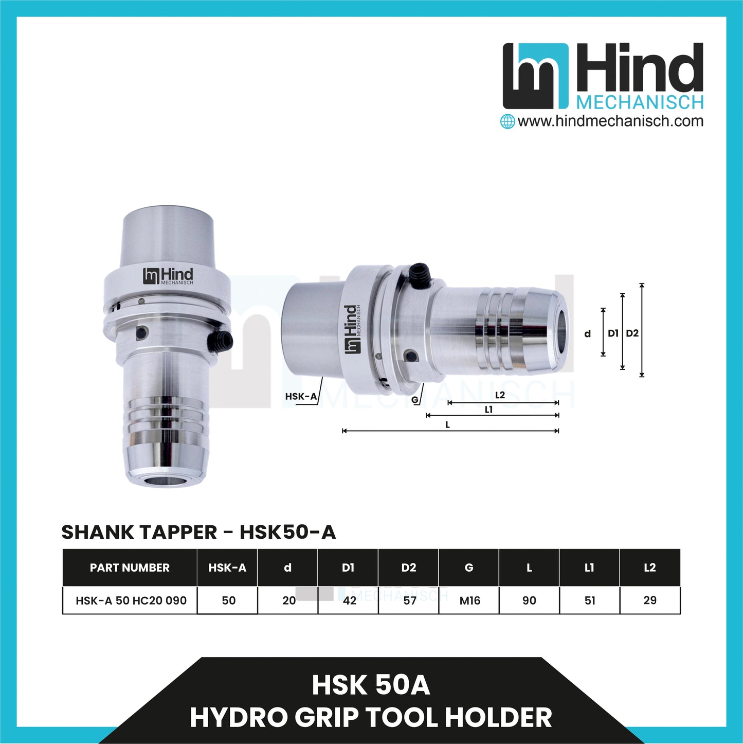 HSK50-A Hydrogrip Tool Holder (100L)