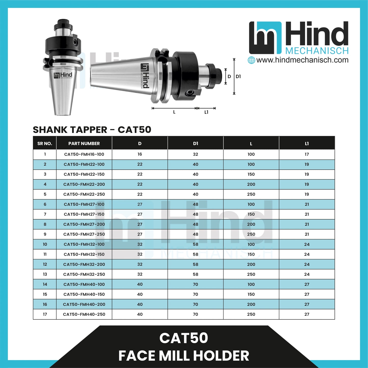 CAT50 Face Mill Tool Holder