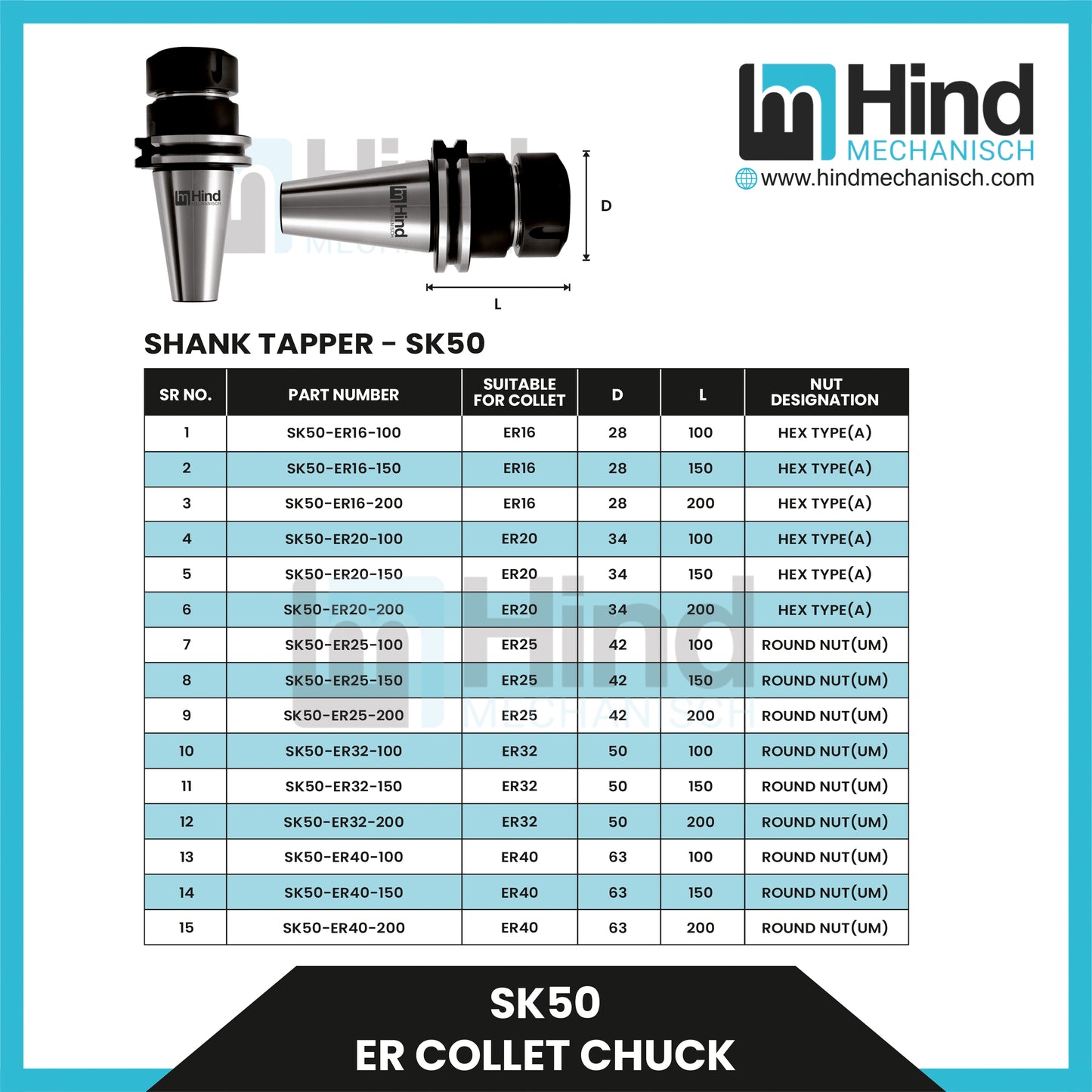 SK50 ER collet Chuck Tool Holder