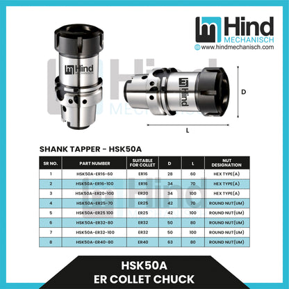 HSK50-A ER Collet Chuck Tool Holder