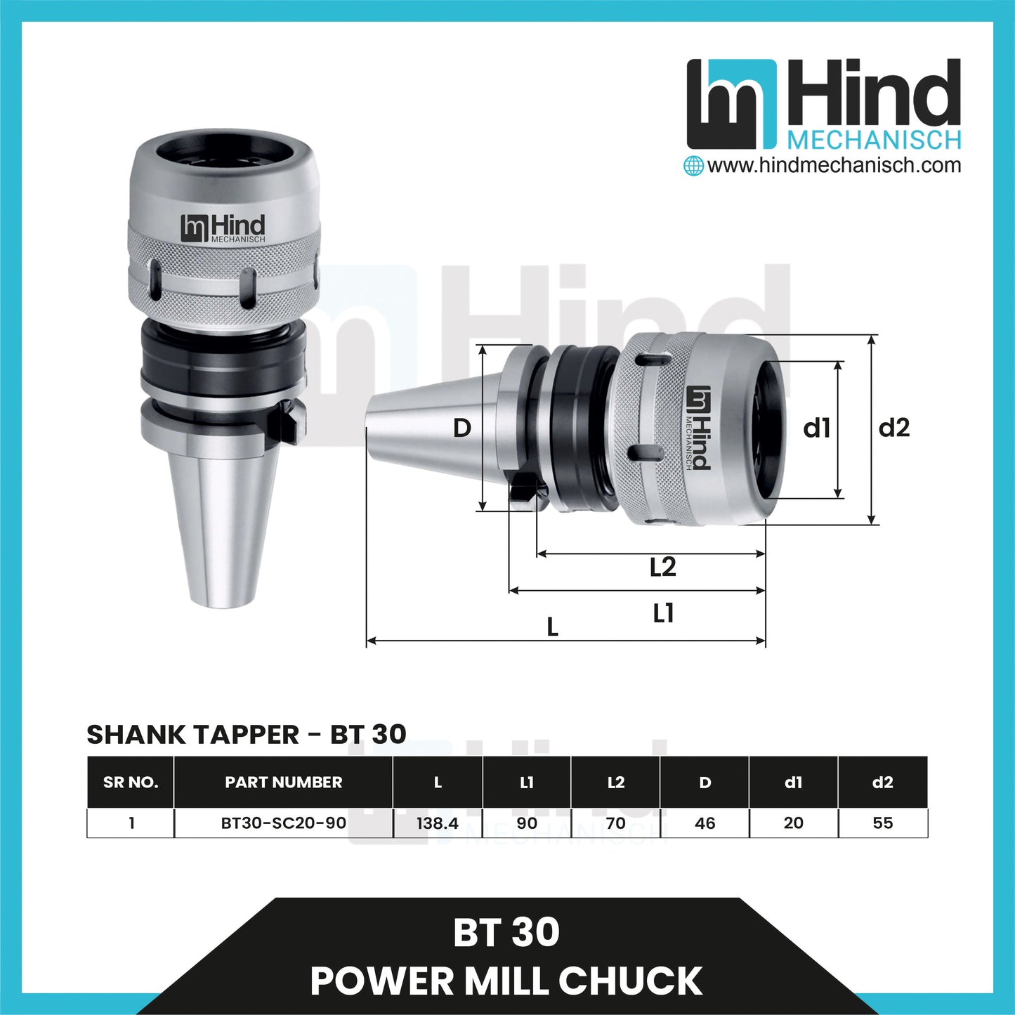 BT30 Power Mill Chuck Tool Holder S.N.
