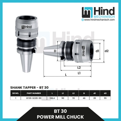 BT30 Power Mill Chuck Tool Holder S.N.