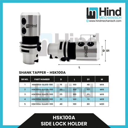 HSK63-F Side Lock Tool Holder (UPTO 100)