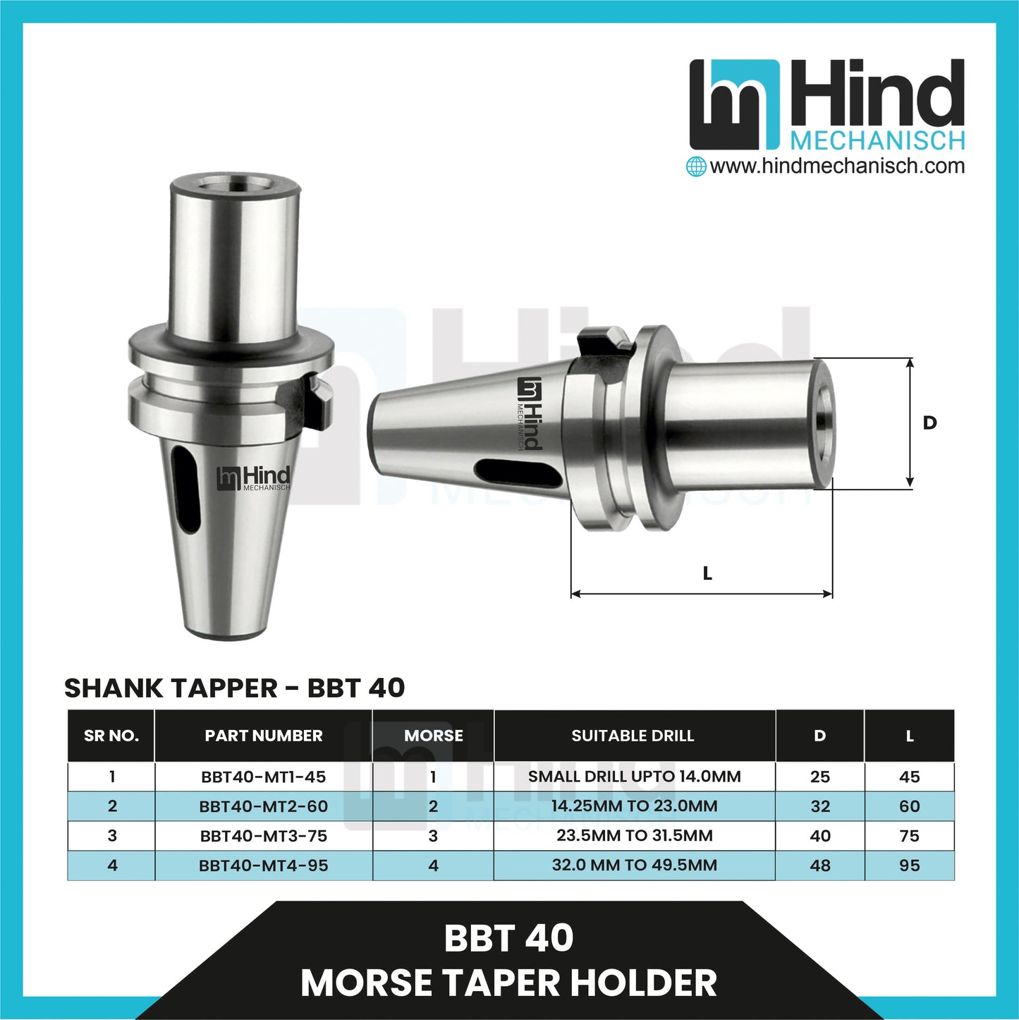 BBT40 Morse Taper Tool Holder