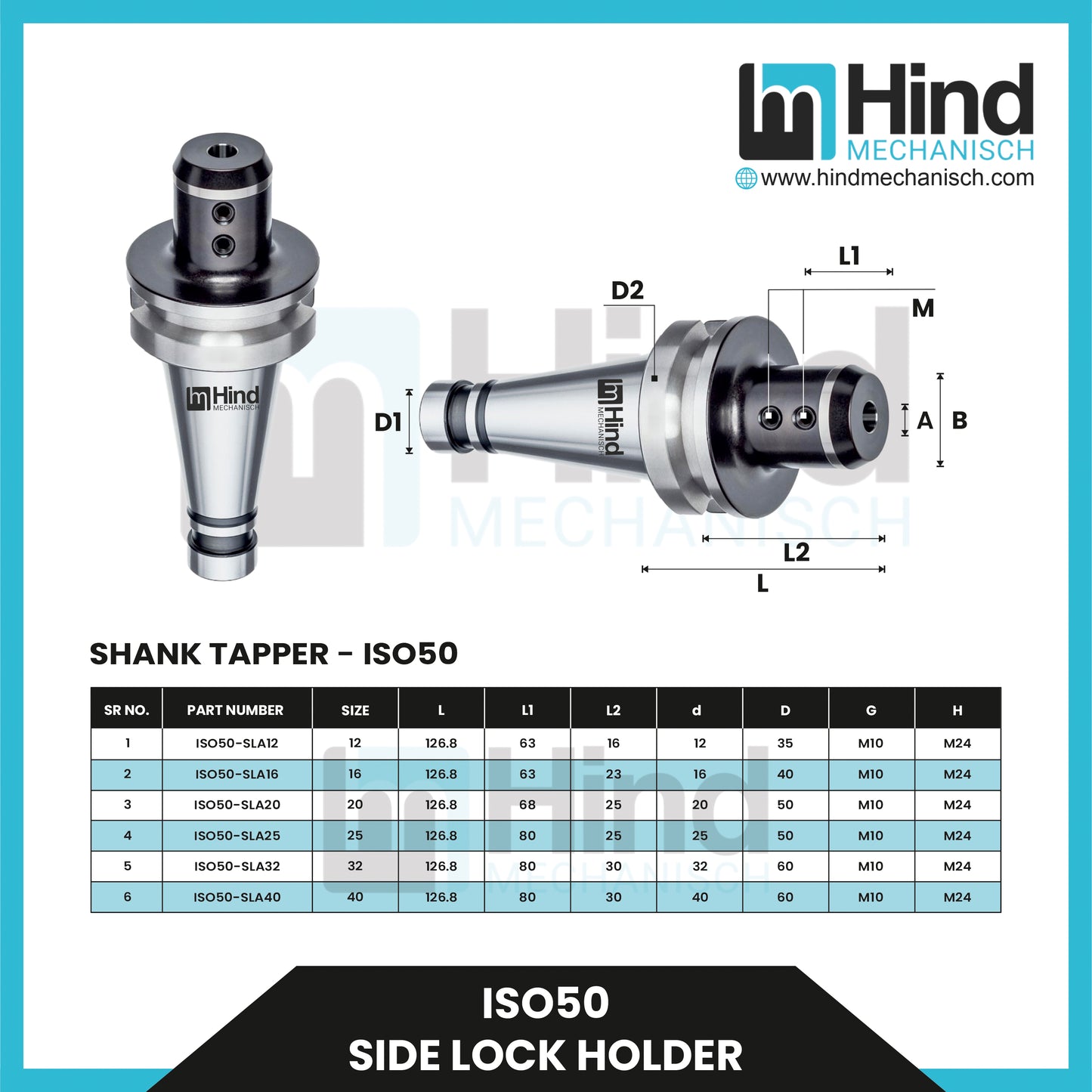ISO50 Side Lock Tool Holder (UPTO 100)