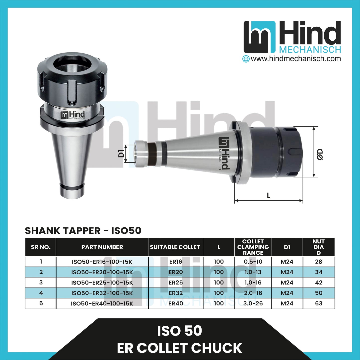 ISO50 ER Collet Chuck Tool Holder