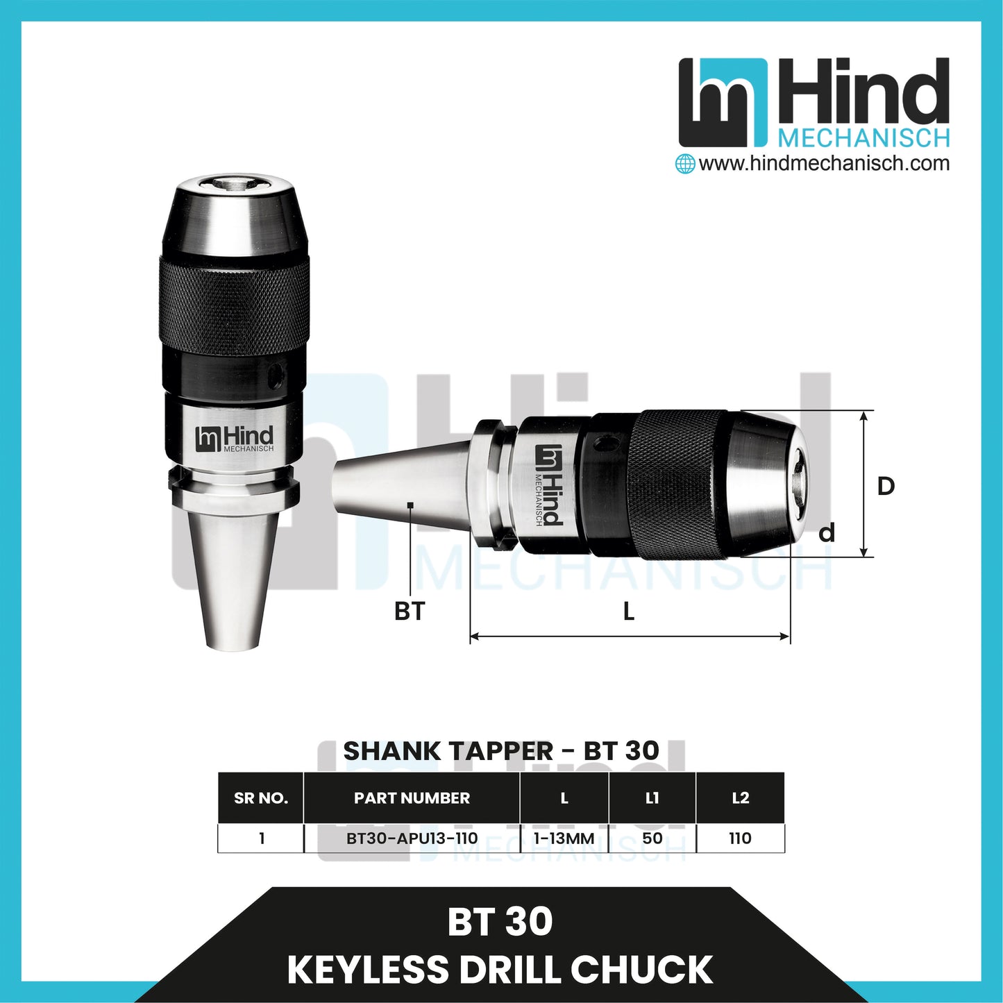 BT30 Keyless Drill Chuck Tool Holder