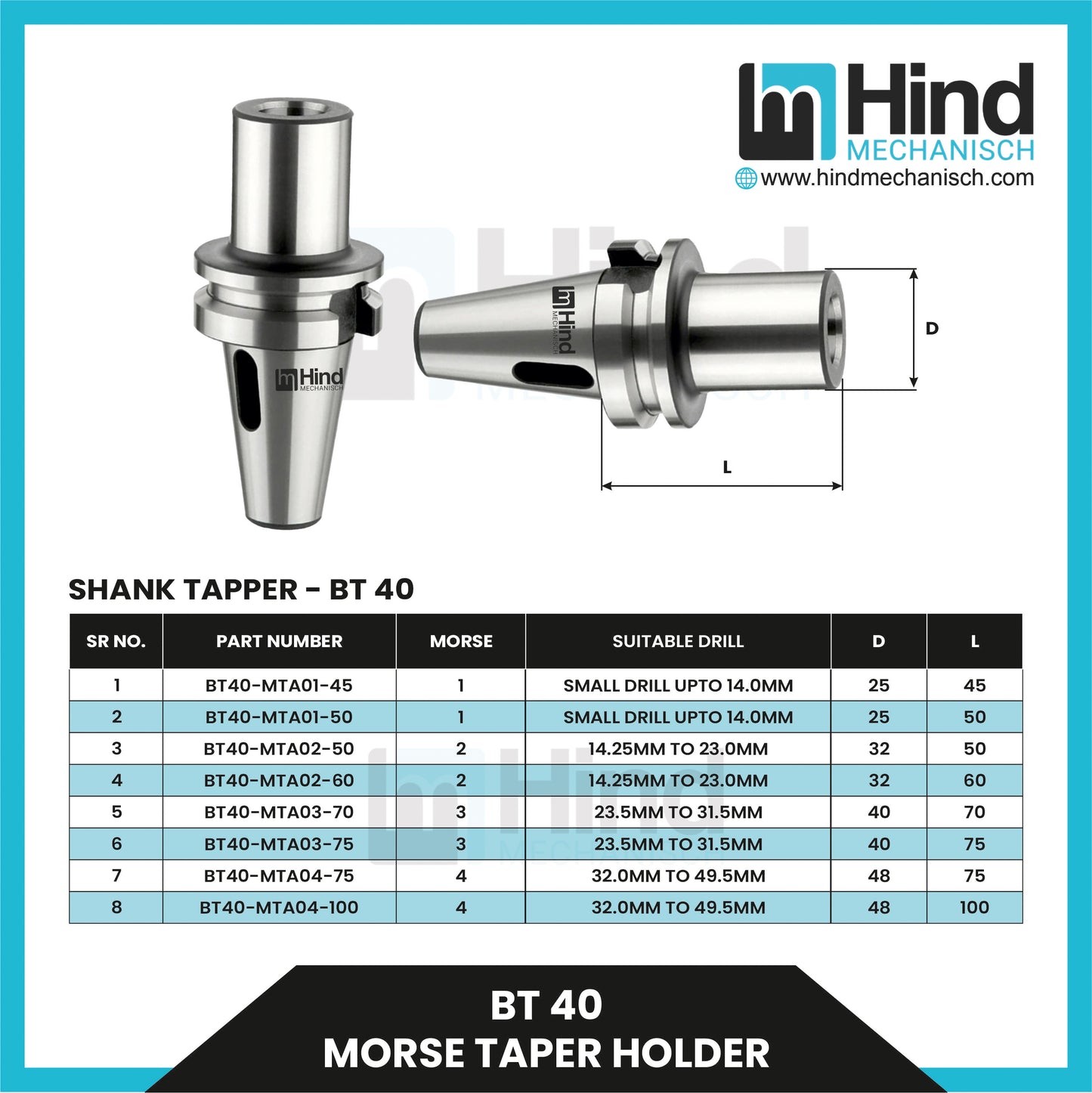 BT40 Morse Taper Tool Holder