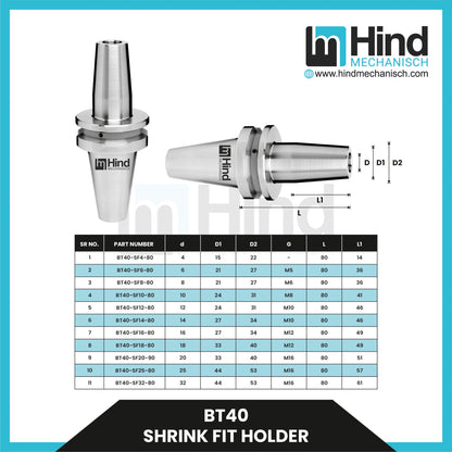 BT40 Shrink Fit Tool Holder