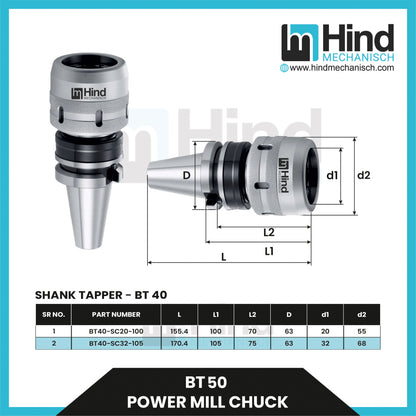 BT50 Power Mill Chuck Tool Holder