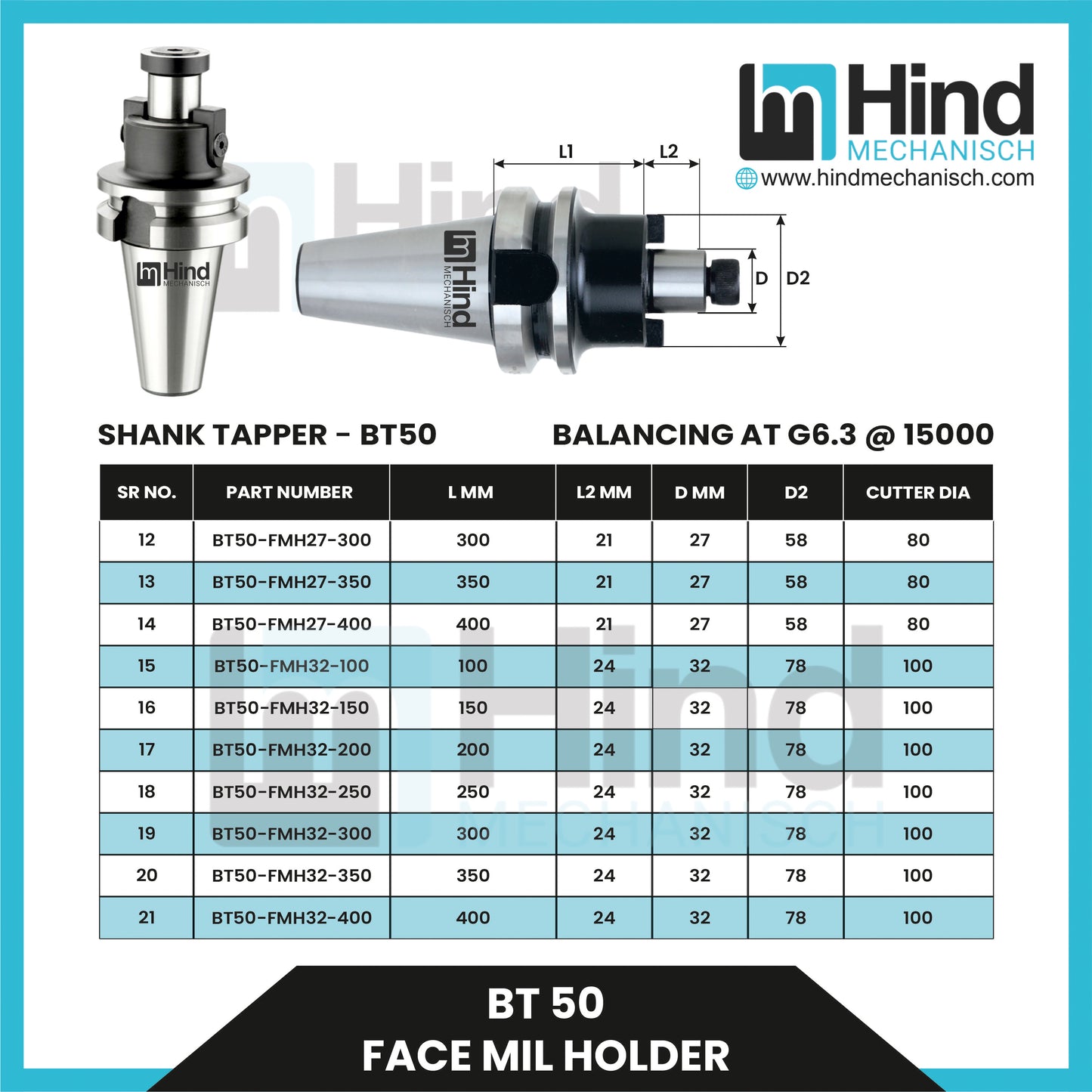 BT50 Face Mill Tool Holder