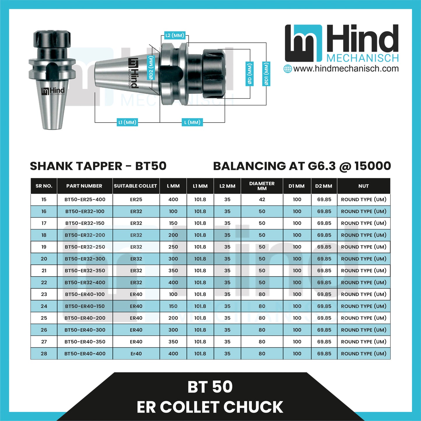 BT50 ER Collet Chuck Tool Holder