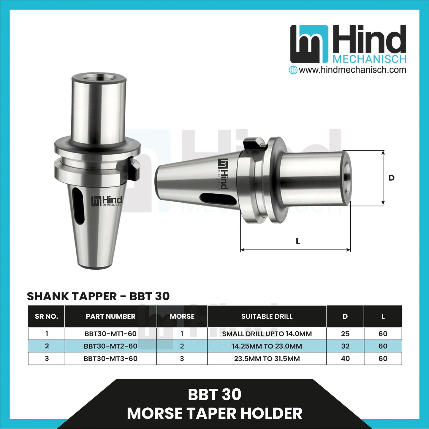 BBT30 Morse Taper Tool Holder