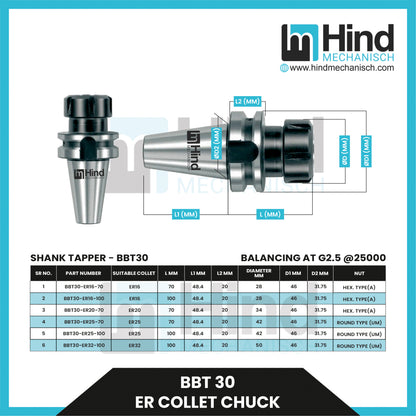 BBT30 ER Collet Chuck Tool Holder