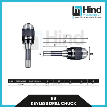 R8 ER Keyless Drill Chuck Tool Holder (100L)